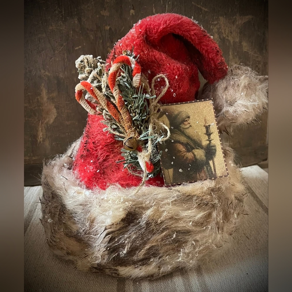 Primitive Rustic Grungy Santa Hat~ Handmade